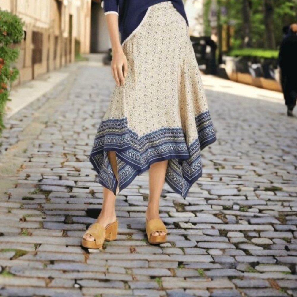 Veronica Beard Floral midi Handkerchief Silk Skirt